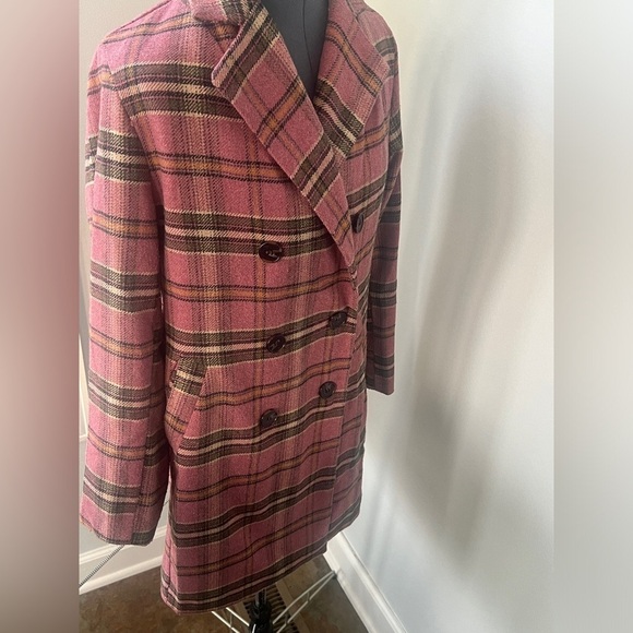 Davi & Dani Sz Small Pink Houndstooth Plaid Double Breasted Button Coat Jacket - Picture 7 of 16